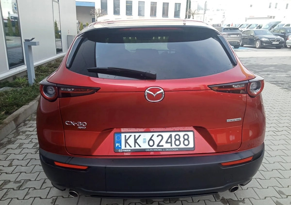Mazda CX-30 cena 132840 przebieg: 21000, rok produkcji 2022 z Kraków małe 232